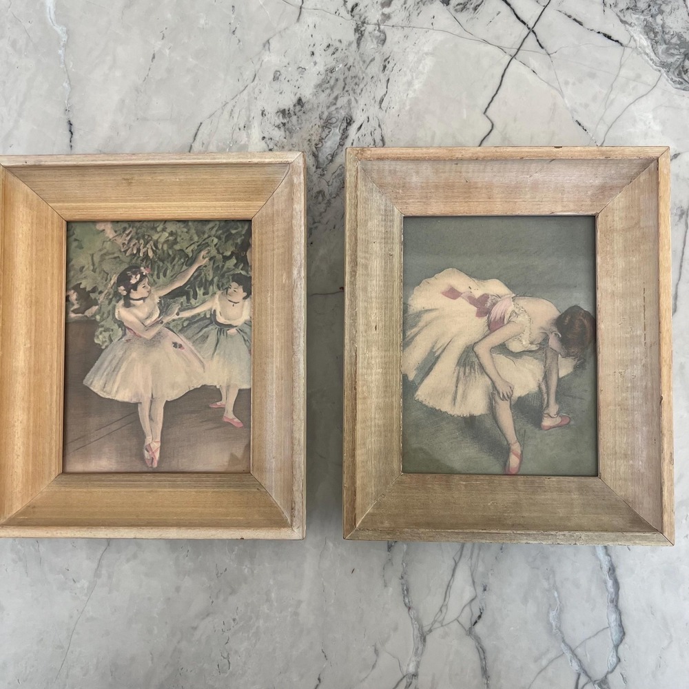 Pair vintage Degas dancer prints framed
